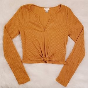 Wild Meadow - Mustard Crop Tie Long Sleeve Henley